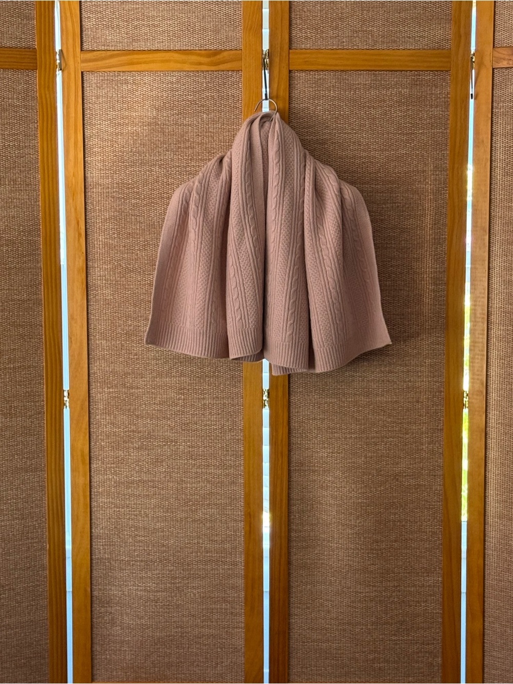 NakedCashmere Dusty Rose Cable-Knit Cashmere Wrap